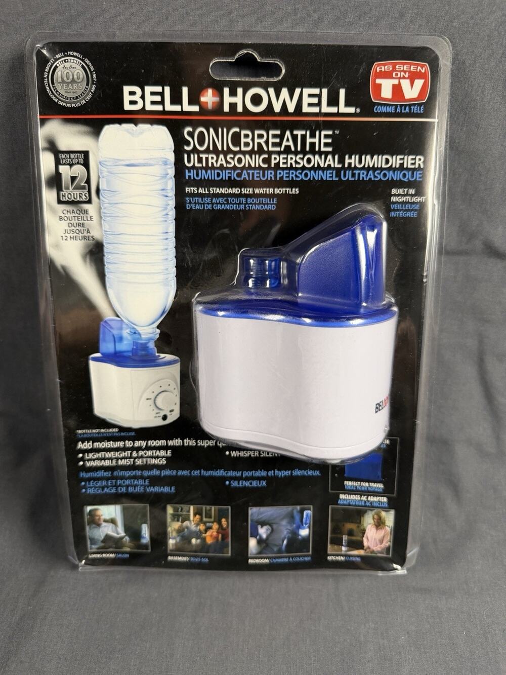 Bell + Howell Sonic Breathe Ultrasonic Personal Humidifier Portable Silent NEW